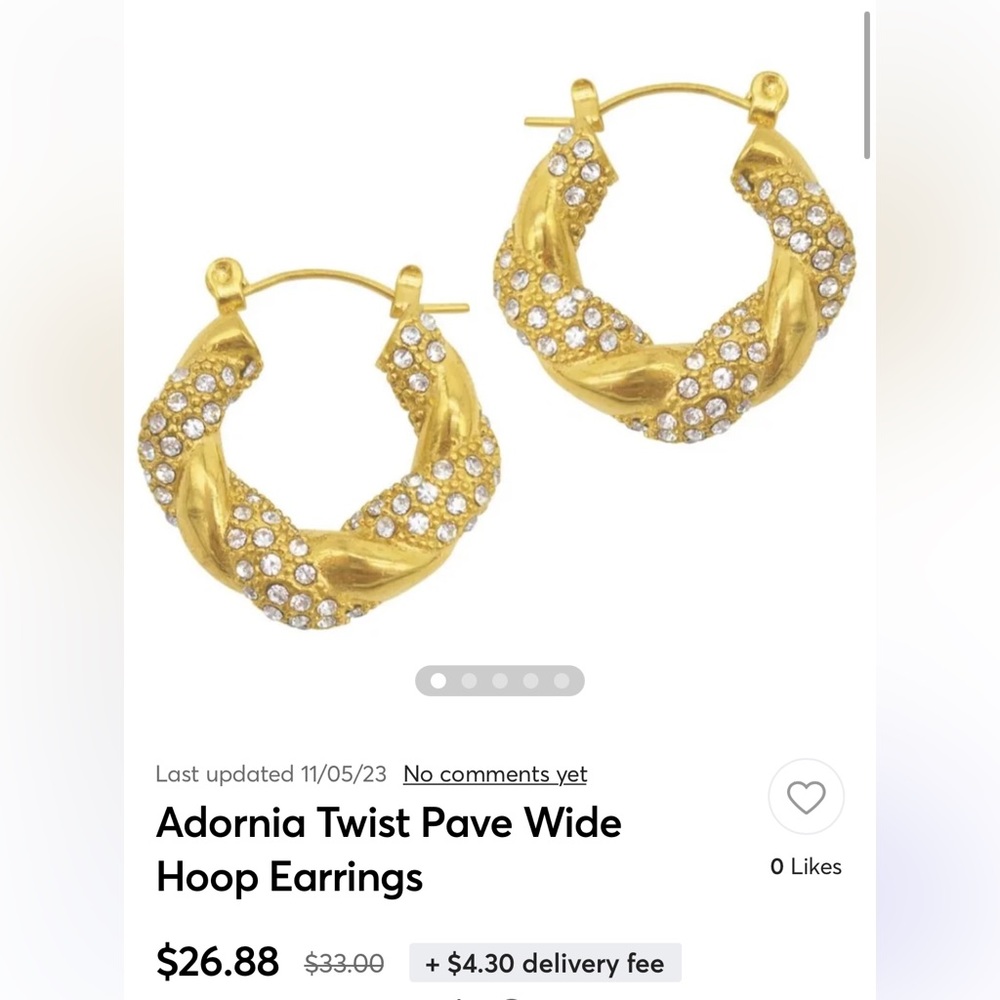 Adornia Twist Pave Water Resistant Wide Hoop Earrings